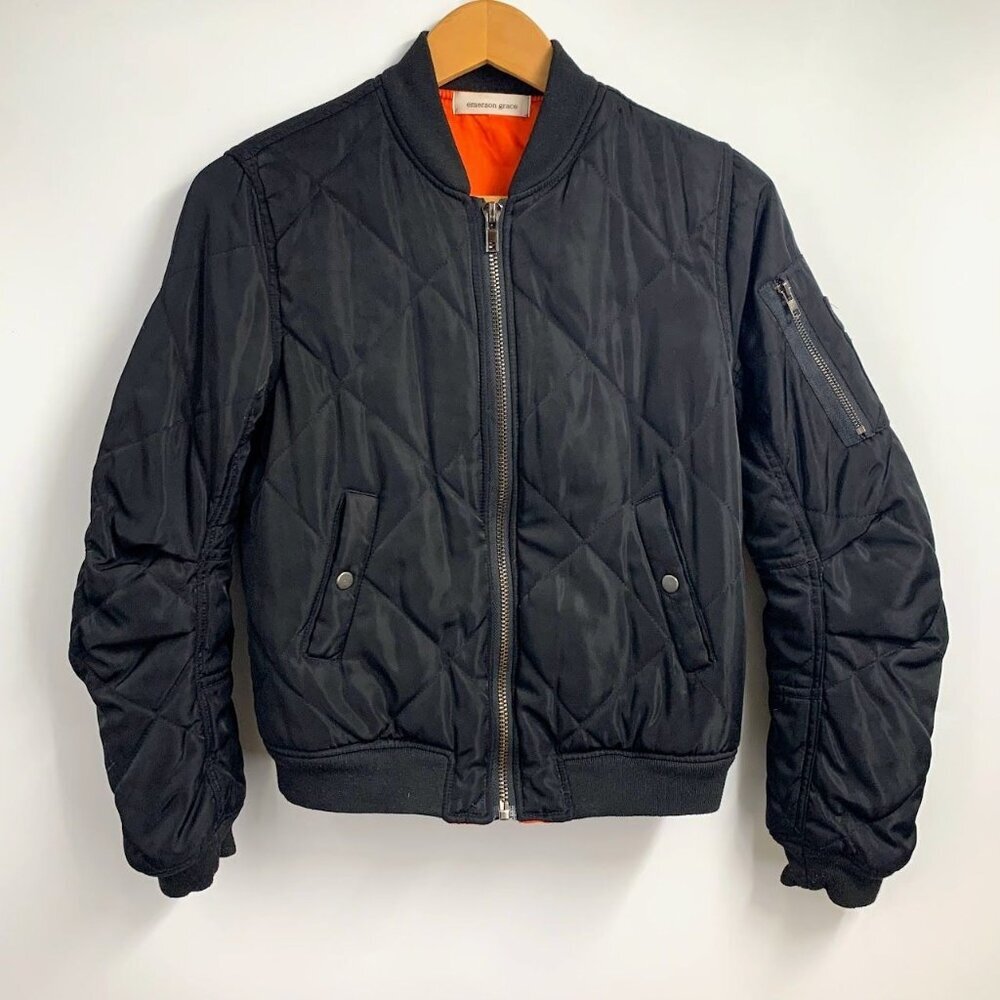 Emerson Grace Women's Lined Full Zip Cropped Bomber Jacket Size S